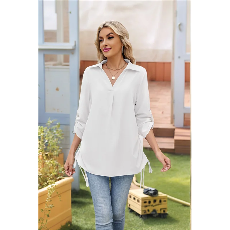 Hot Kf-Blusas para mujer, Tops informales, camisas de manga 3/4 para salir, cubre