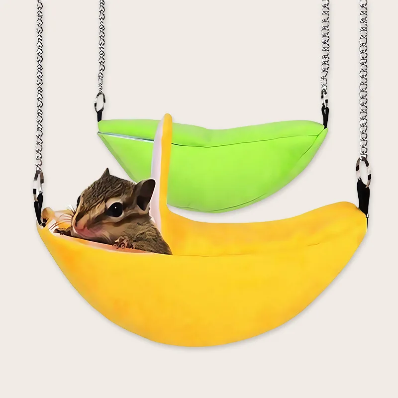 Nido de algodón para hámster, casa con forma de plátano, hamaca, litera, juguetes, jaula para planeador de azúcar, hámster, Animal PEQUEÑO, suministros para mascotas