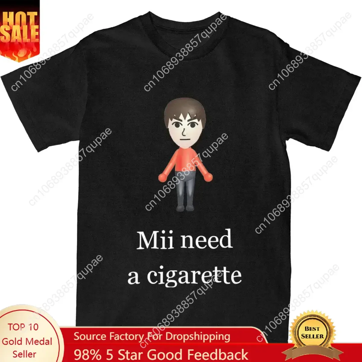 

Men Women's Mii Need A Cigarette Graphic T Shirt Apparel Fashion 100% Cotton Mii Brawler T Shirts Tee Clothing Printed