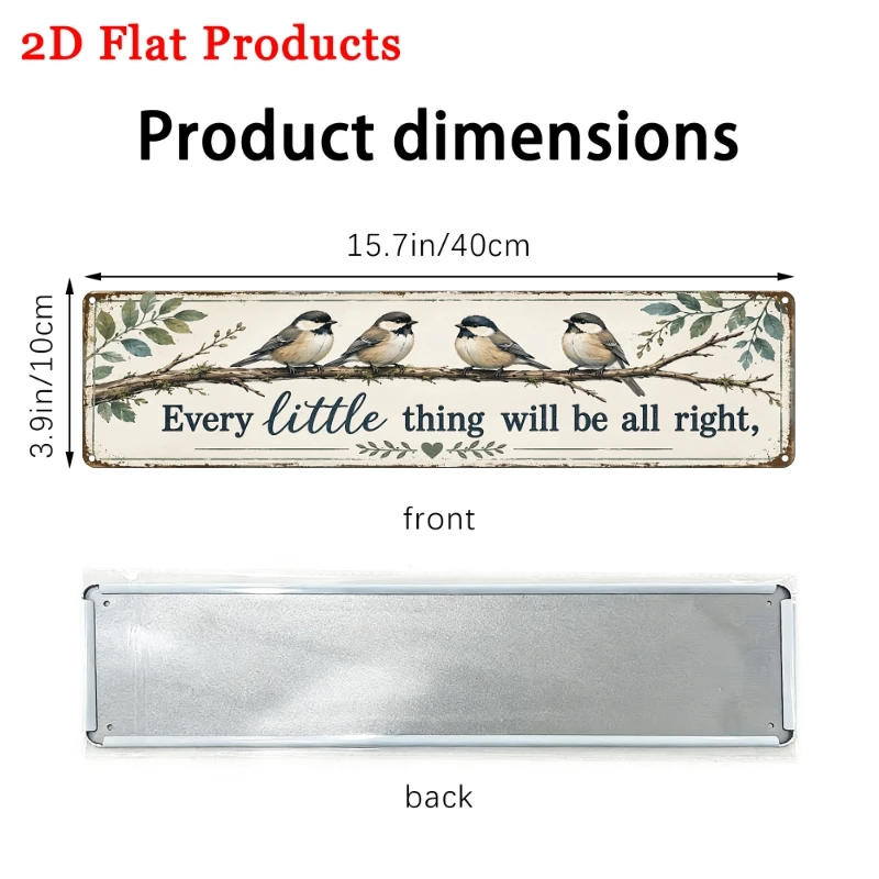 Every Little Thing Will Be All Right Bird Metal Tin Sign Vintage Wall Decor 16X4 Inches Inspirational Home Wall Plaque, 2D Flat