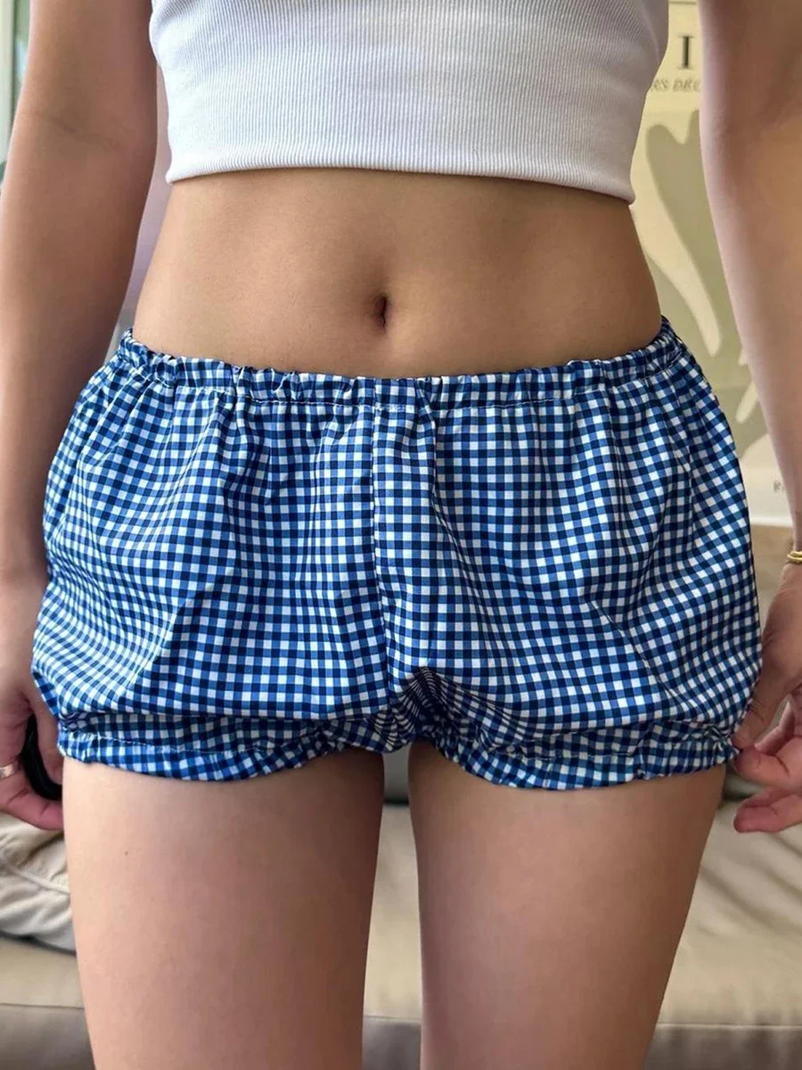 New Fashion Womens Plaid Pajama Short Pants Low Waist Sleeping Lounge Bloomers Shorts For Summer Hot Sale S M L