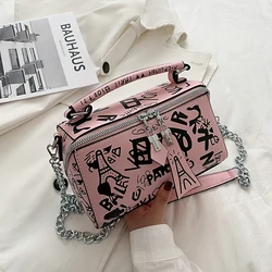 Luksusowy Design torebki damskie skórzane i torebki nowe mody torebki Crossbody dla kobiet torebki Graffiti torebki damskie na ramię