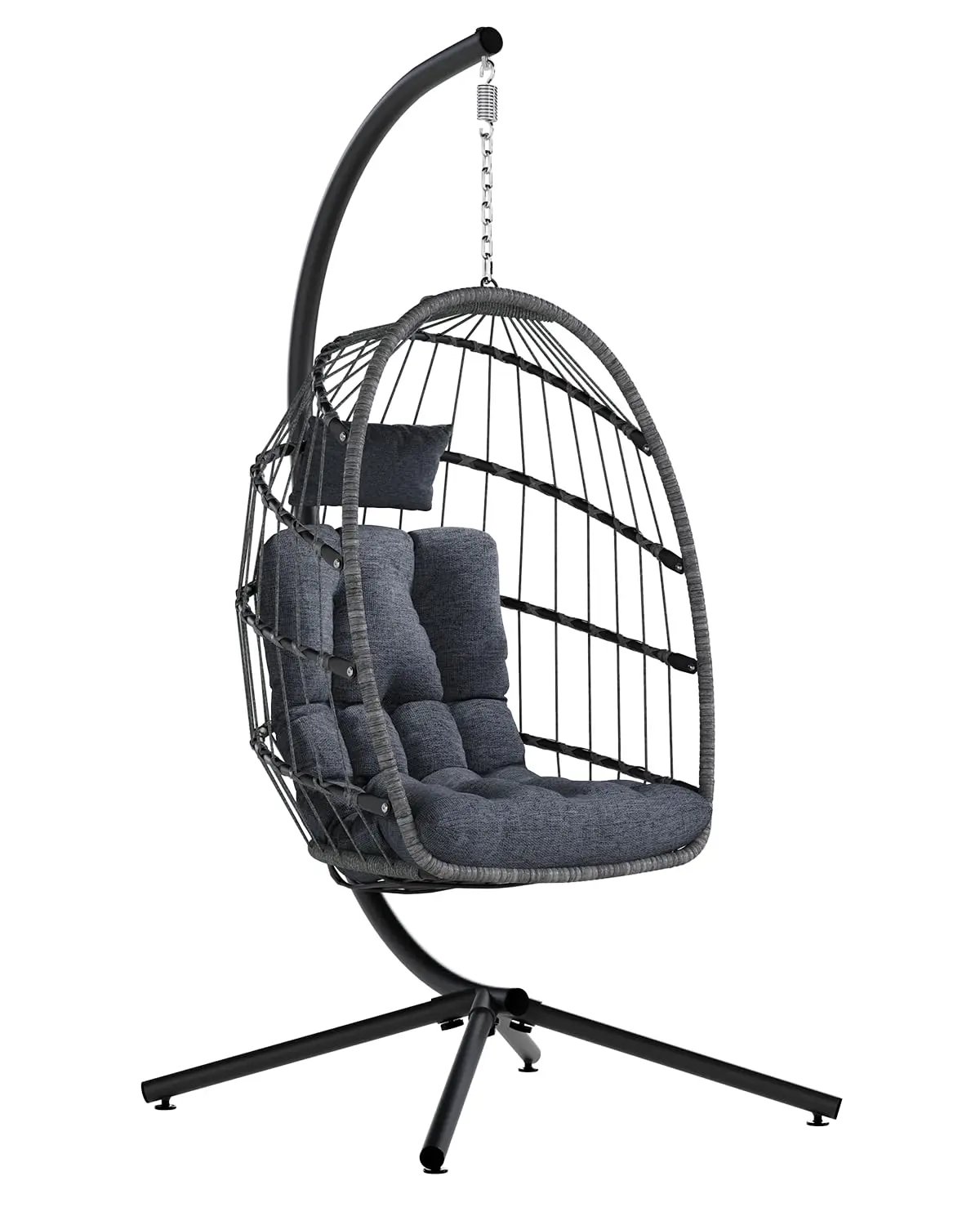 Egg Chair Outdoor with Stand, Indoor Wicker Hanging Egg Swing Chair with Cushion, 350lbs Capacity for Patio, Bedroom,, Custom