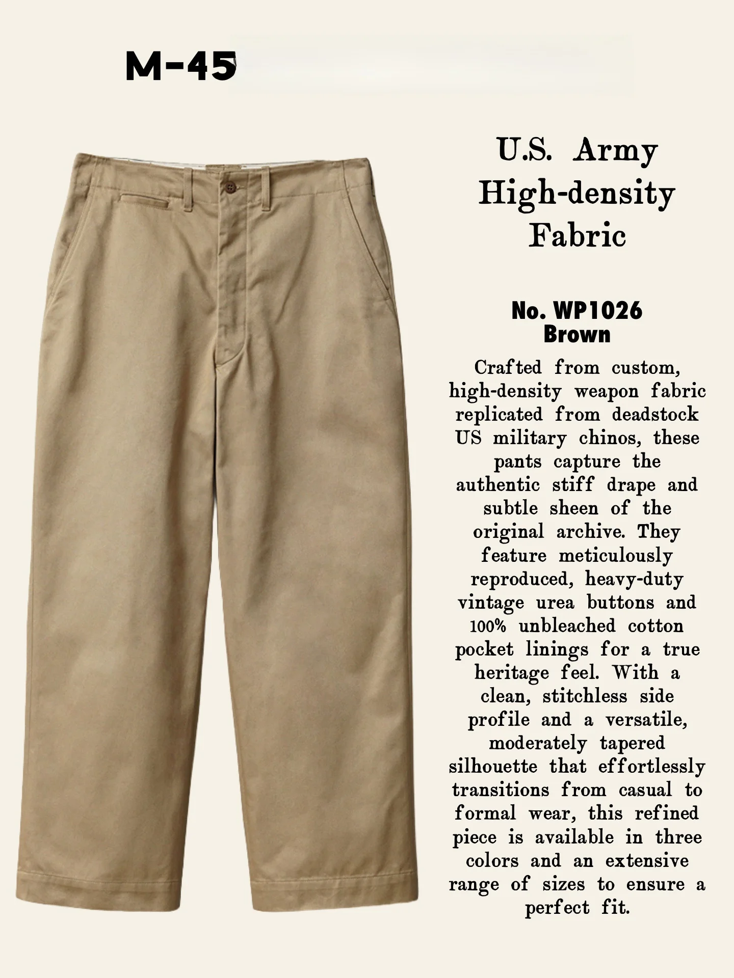 

American Military West Point Khaki Chinos Loose Fit Casual Cotton Straight Leg Outer Tear Inner Stand Men's Summer Pants