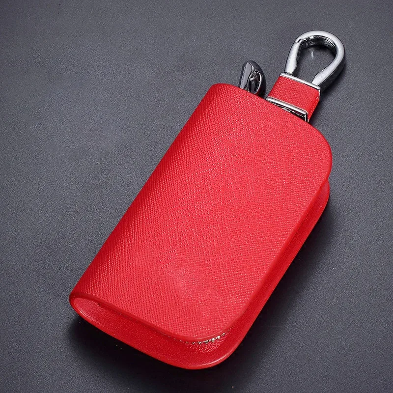 Cross Grain Genuine Leather Uniwersalny portfel na klucze samochodowe Brelok do kluczy Nadaje się do wszystkich rodzajów kluczy samochodowych Akcesoria samochodowe — zdjęcie 5