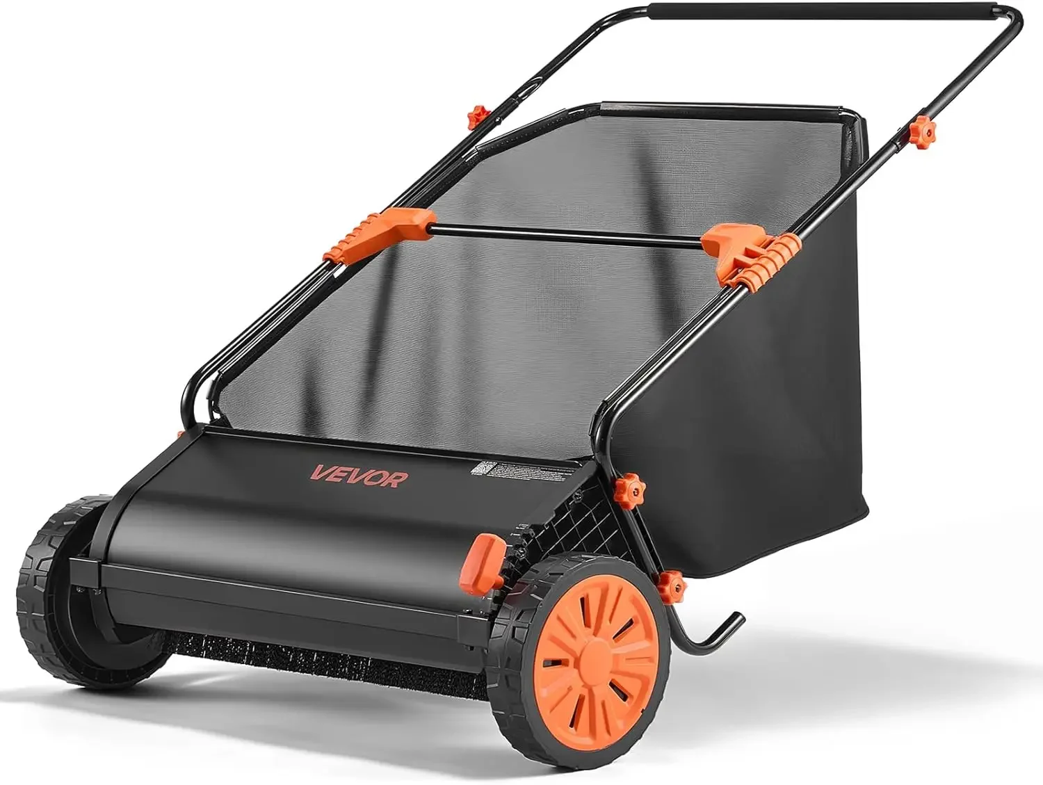Push Lawn Sweeper, 30 in Leaf & Grass Collector with 12 cu. ft. Hopper Bag, Adjustable Brush Height & Spinning Brushes, Heavy Du