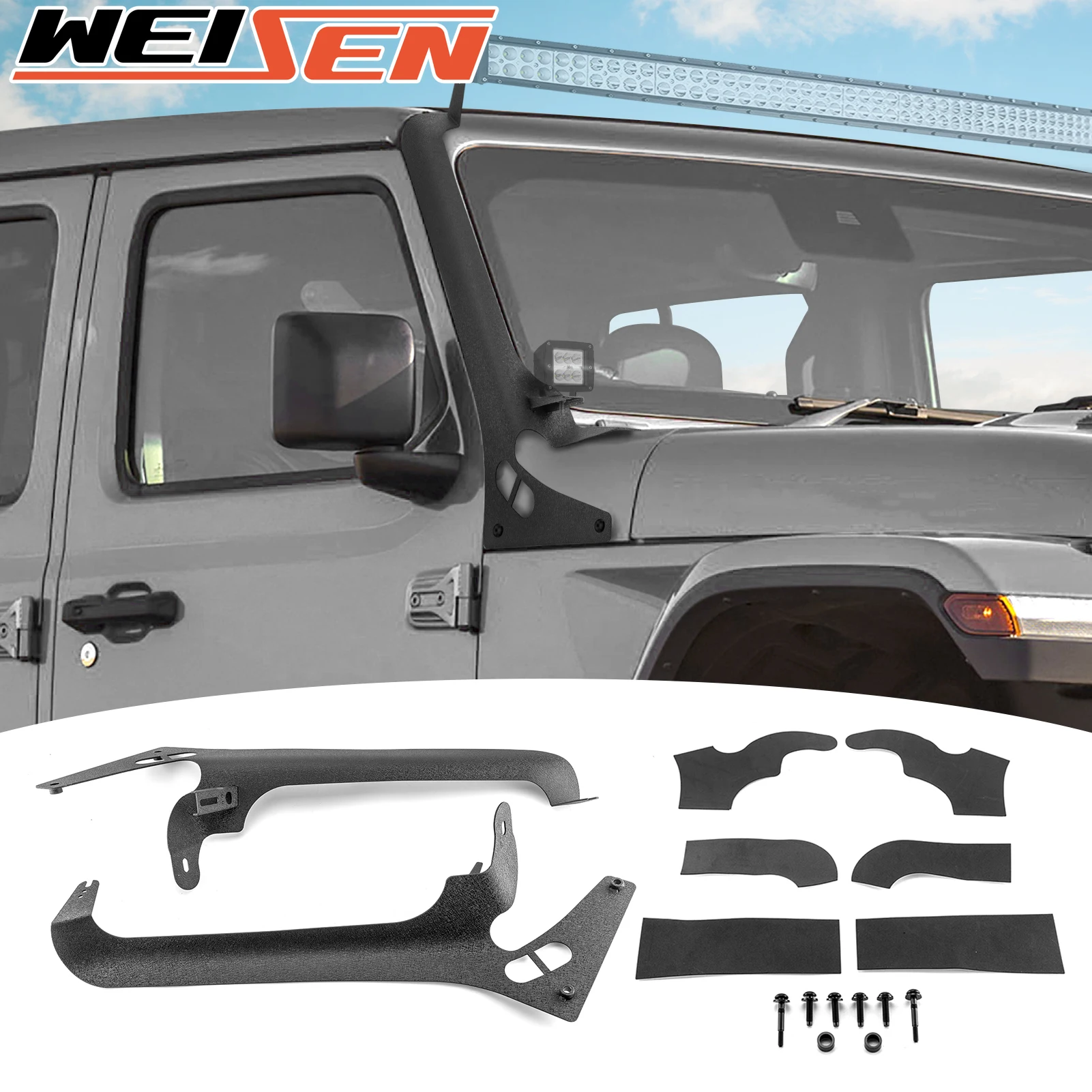 For 2018-2024 Jeep Wrangler JL JLU No Drill Upper Windshield Pillar Roof 50