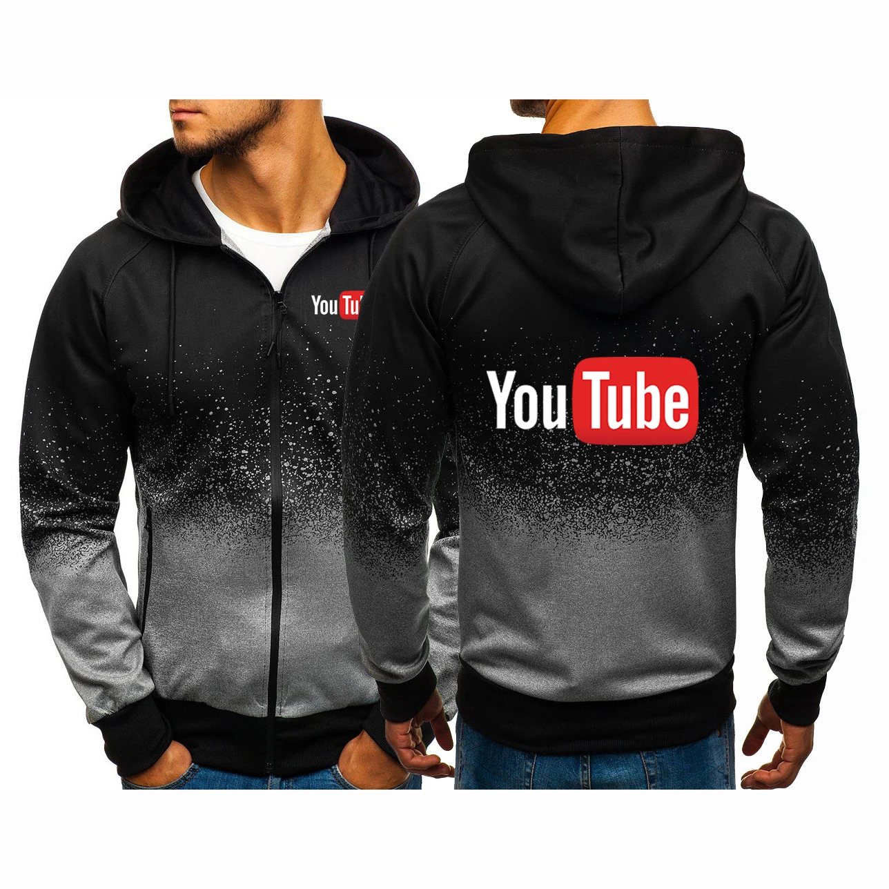 

YouTube 2021 Men's New Autumn Printing Comfortable Harajuku Zipper Hoodies Hedging Jackets Sweatshirts Casual Gradient Coats Top