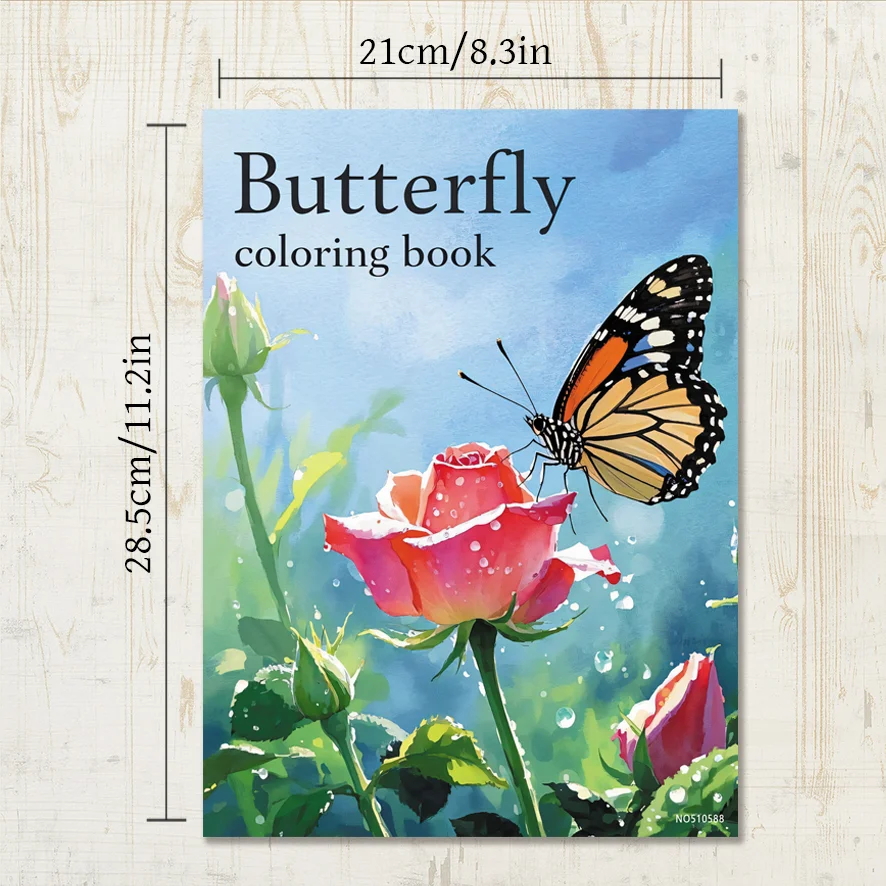 Flowers and Butterflies Adult Coloring Book - 8.3x11.2 inch stress relief coloring book 22 art therapy illustrations to relieve