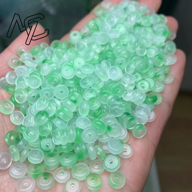Wholesale 10pcs Natural A Green Jade Beads DIY Bracelet Earrings Charm Jadeite Jewellery Fashion Accessories Woman Amulet Gifts