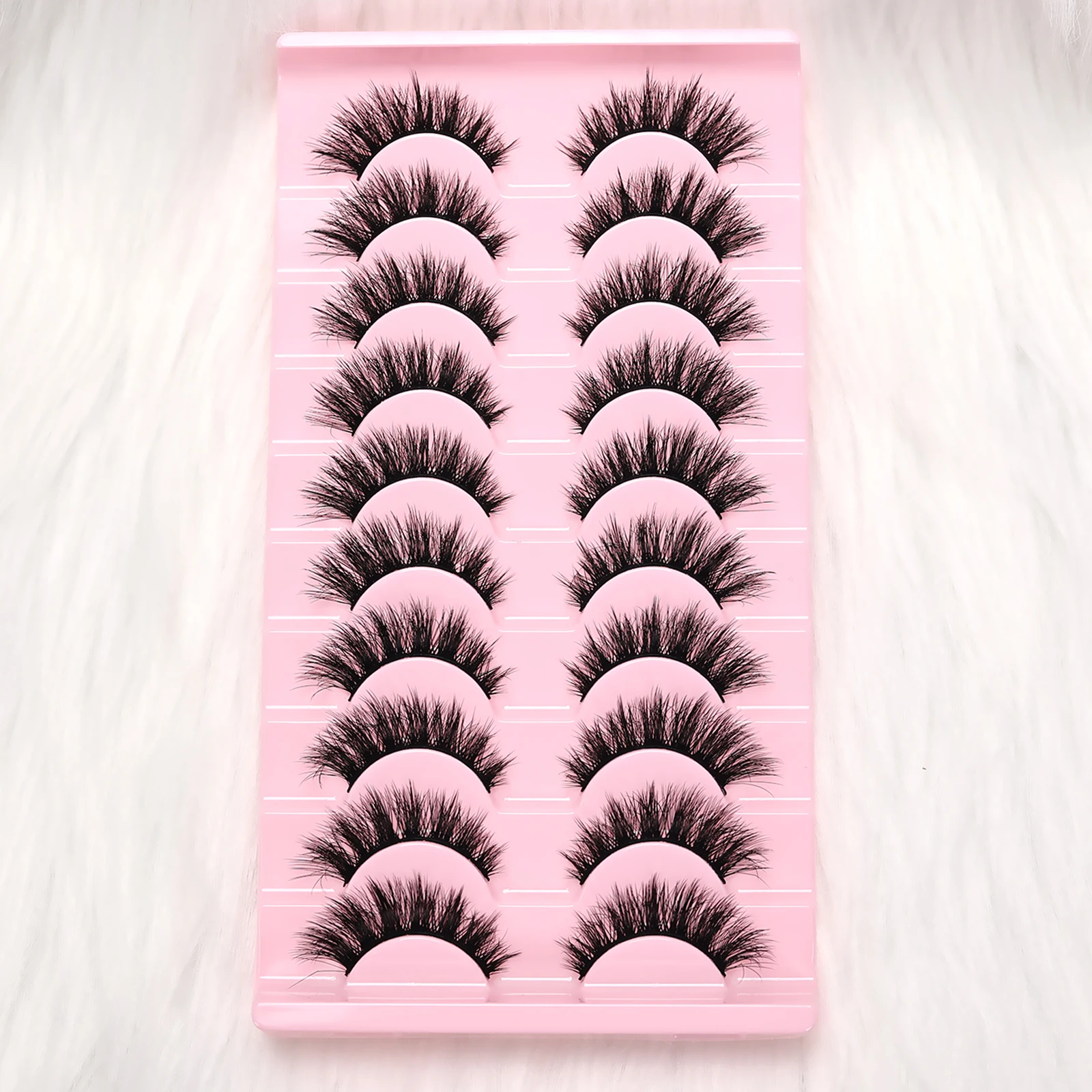10 أزواج من الرموش الصناعية الرقيقة ثلاثية الأبعاد - رموش صناعية خفيفة الوزن وقابلة لإعادة الاستخدام سهلة الاستخدام للحفلات اليومية والمكياج للنساء