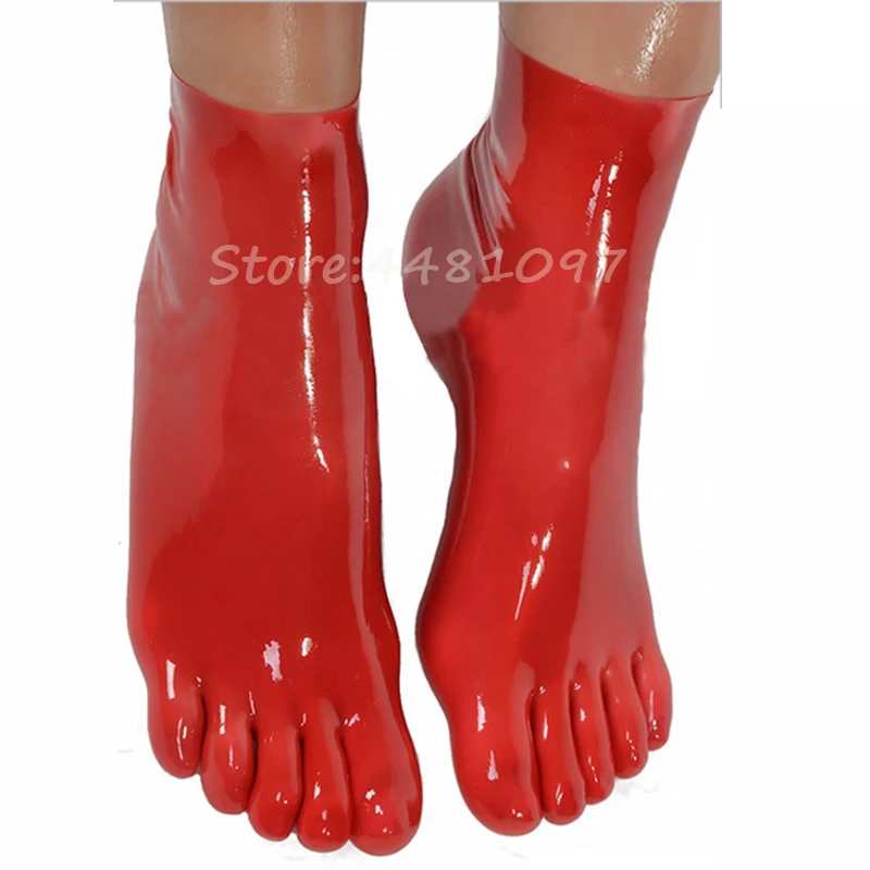 Molding Latex 5 Toe Short Socks Fetish Unisex Rubber 5 Fingers Socks S M L Size