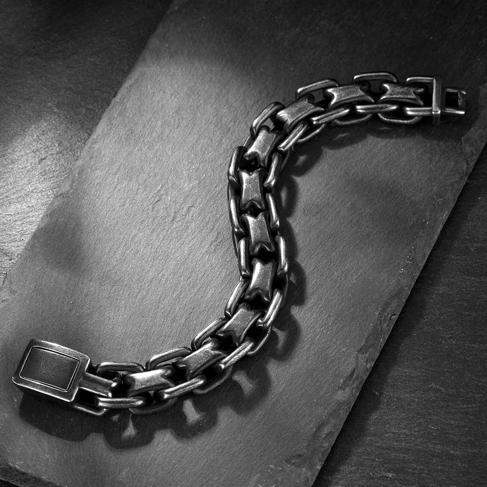 Vintage Heavy Double Zero Link Chain Bracelet For Men Boys Stainless Steel Fashion Punk Cuban Bangles Jewelry Gifts Dropshipping