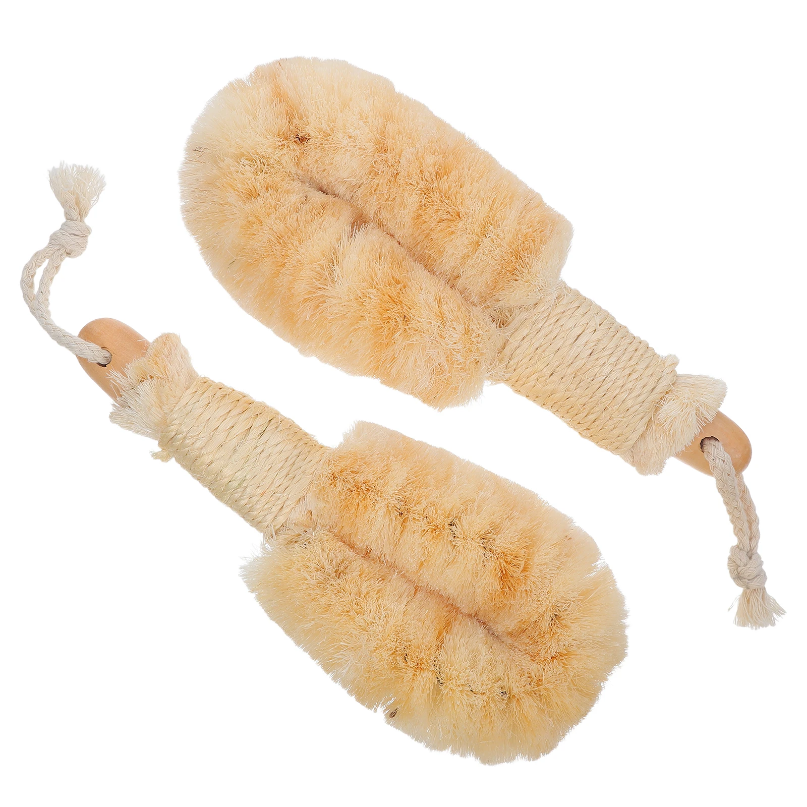 

2pcs Natural Sisal Bath Brush Long Handle Back Scrubber For Exfoliating Body Shower Cleaning Tool Durable Wood Handle Bath Scrub