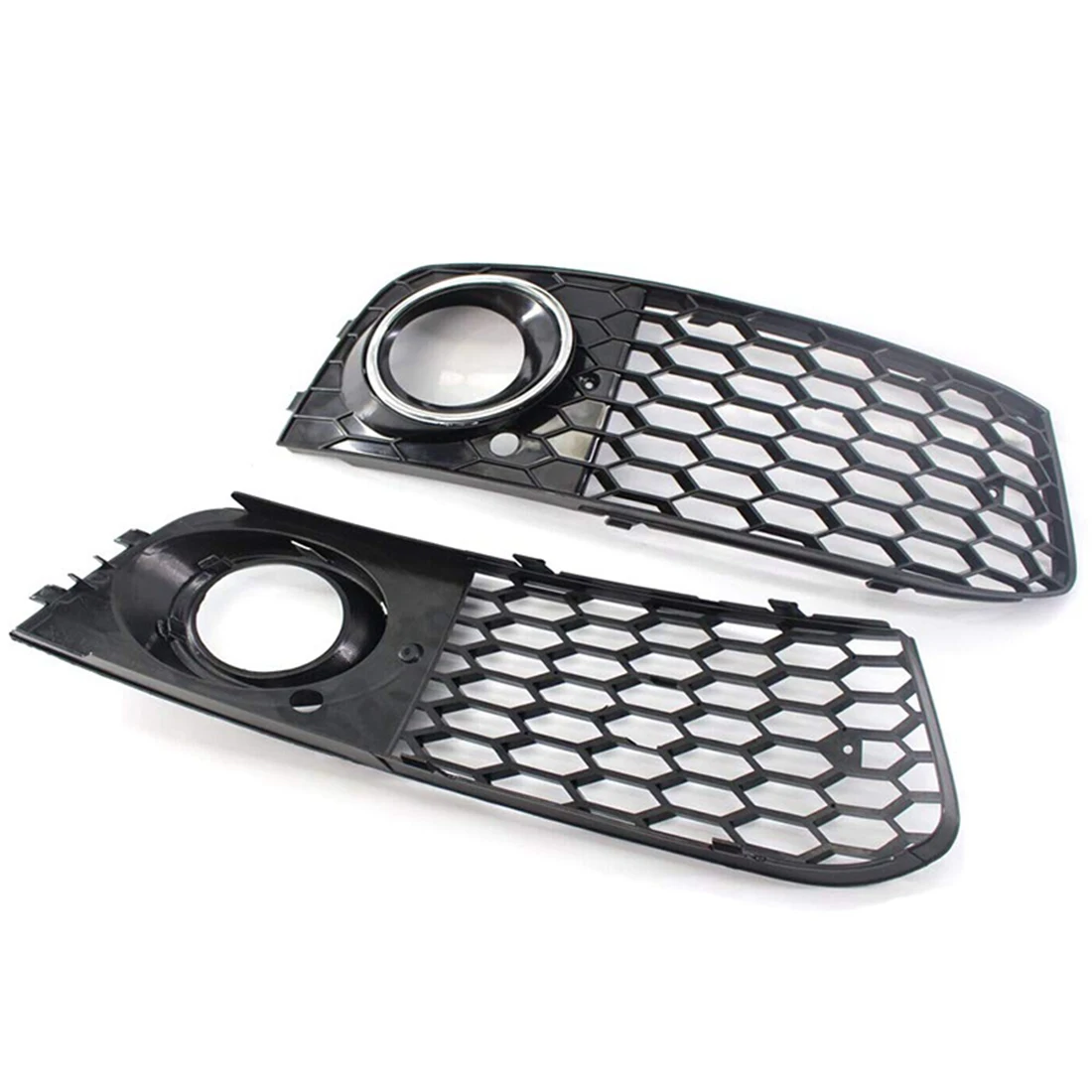 

New Electroplated Perforation Chrome Ring Honeycomb Front Fog Light Lamp Cover Grille for -Audi A4 B8 2009-2011