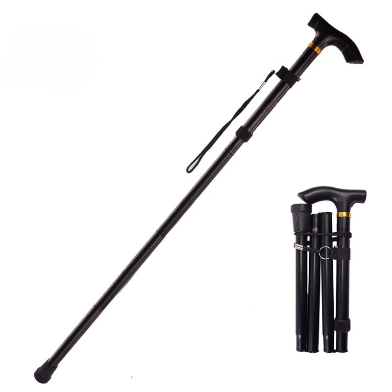 2026 New Folding Cane Portable 5-Level Adjustable Height Walking Stick with Foldable Design Wrist Strap Walking Cane Outdoor