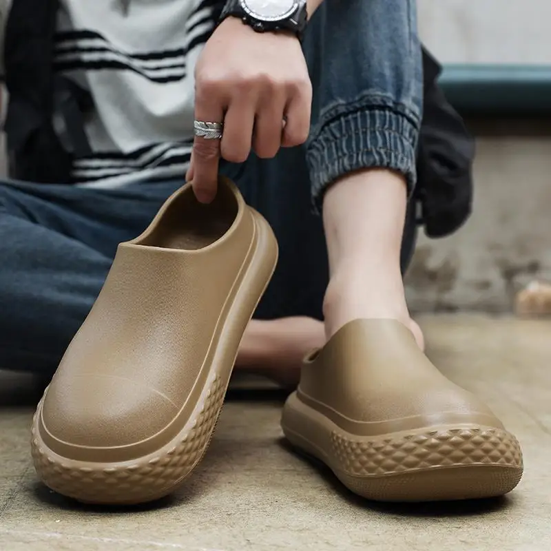 

ex Thi Boted непромокаемые непромокаемые сапоги без запаха, кухонные рабочие тапочки для пар, удобная легкая пластиковая подошва