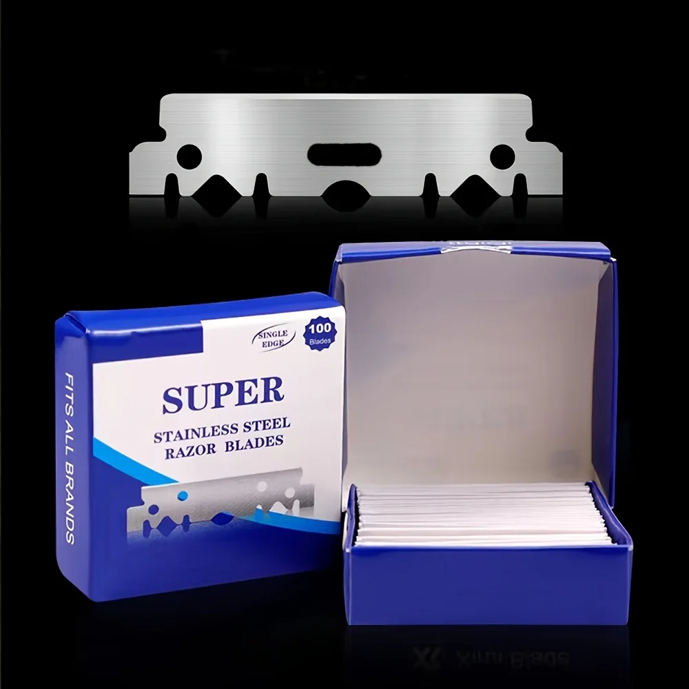 100PCS Stainless Steel Single Edge Shaving Razor Blades - Professional Facial Hair Remover, Makeup Tool, Eyebrow Trimmer