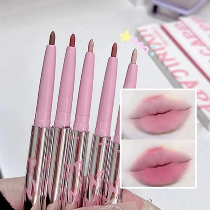 Naakte lipliner met lippenborstel Cappuvini Koreaanse stijl lipmake-up Langdurige fluwelen matte lippenstift