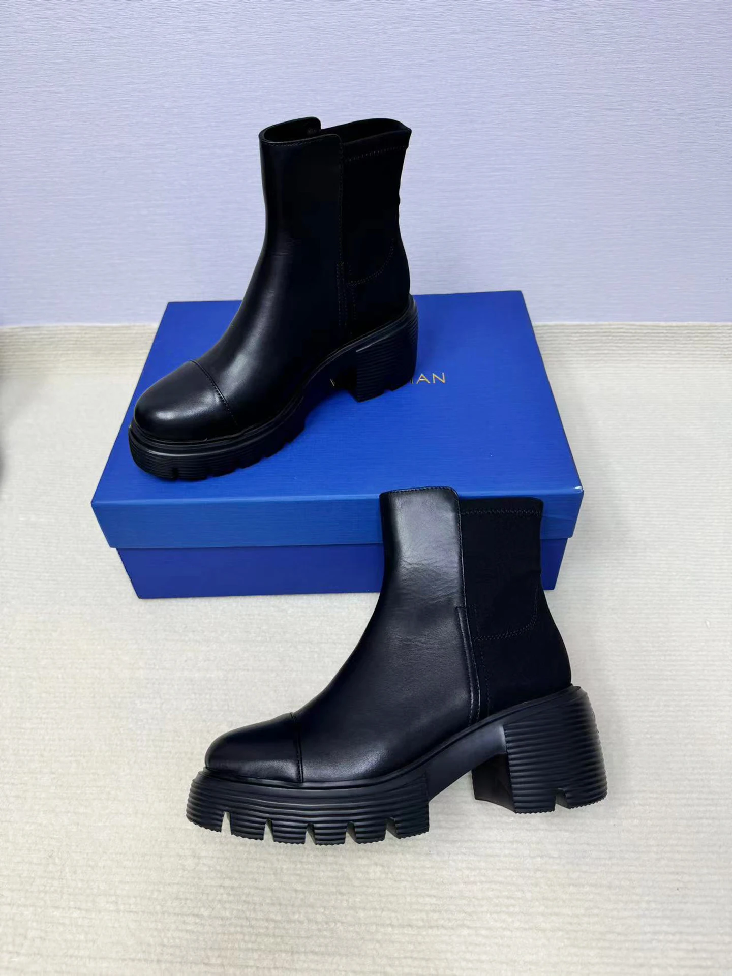 

Women's Chelsea Boots Thi Bot ort Boots round Toe Chunky Heel Heightening Autumn Winter Sle Elastic Chelsea Boots