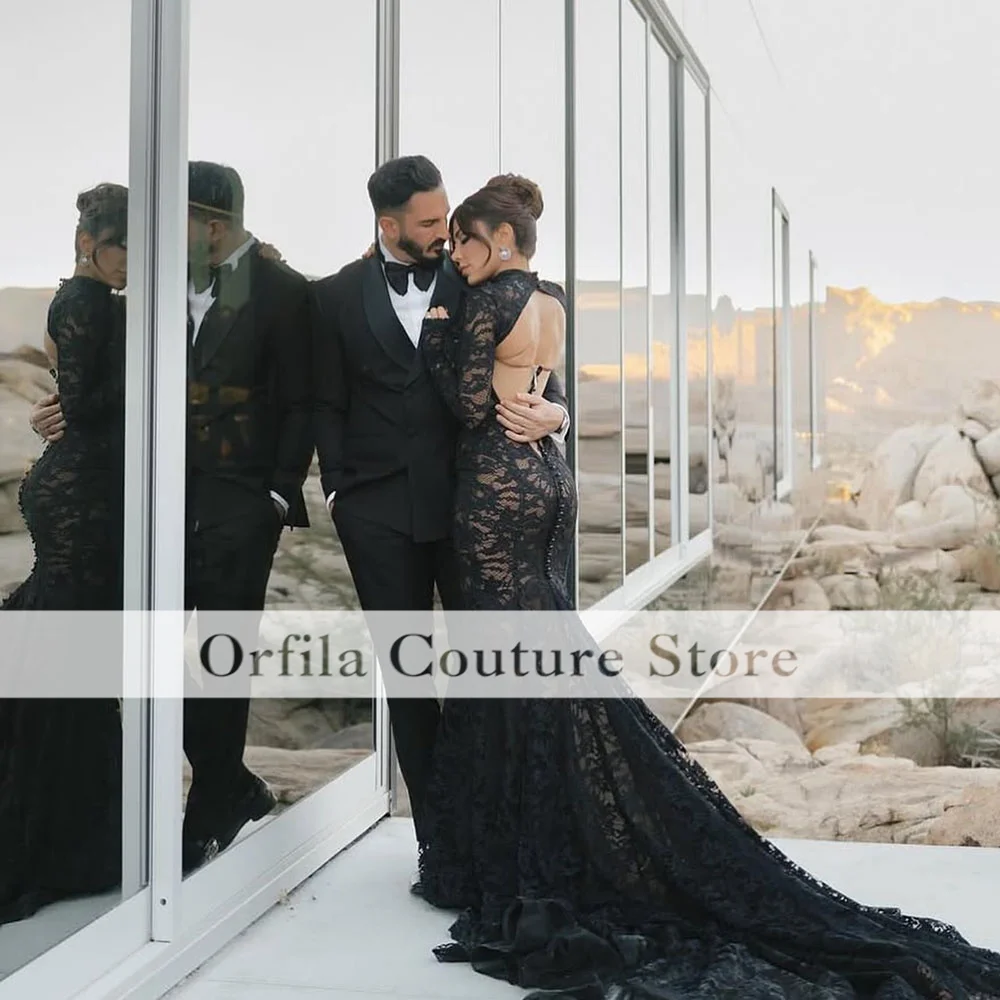 Vintage Kant Avondjurken Voor Vrouwen Zwarte Bruiloft Jurk Lange Afrikaanse Prom Jassen Aangepast