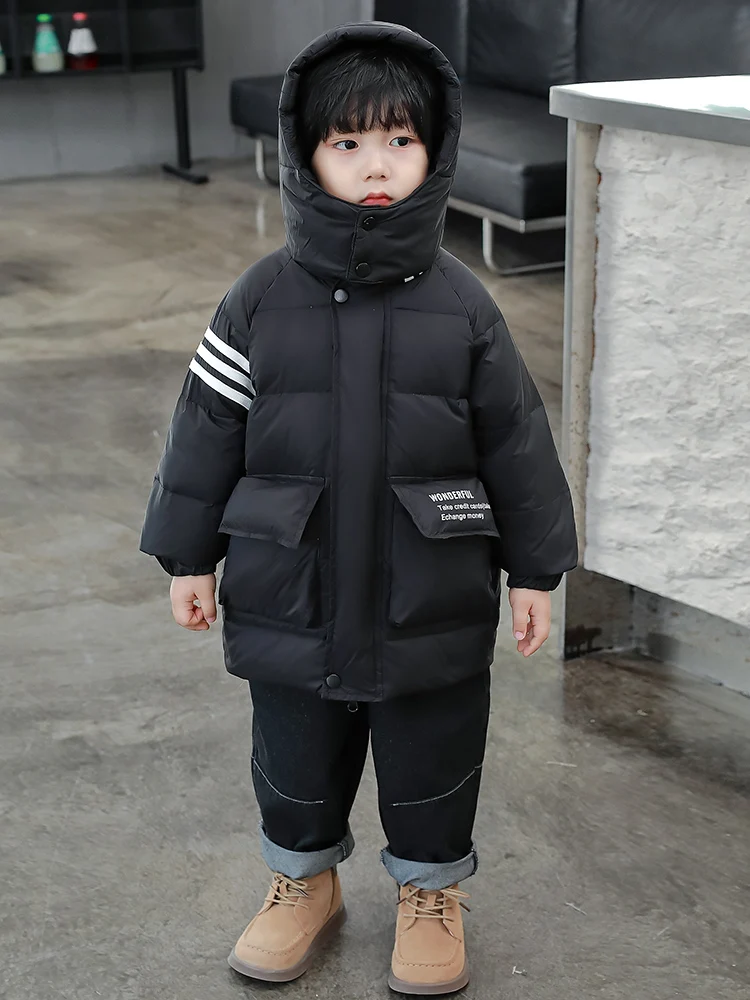 

Утепленная зимняя хлопковая куртка для мальчиков, детское теплое пальто с длинными рукавами, с принтом, на полиэстеровой подкладке, свободного кроя, молодежная мода