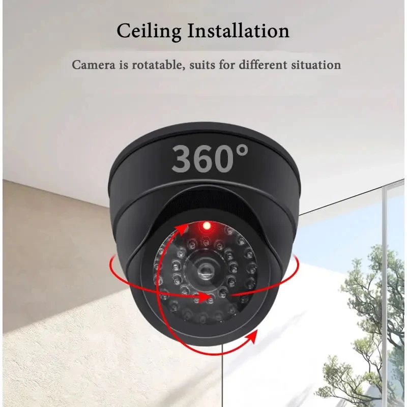 Black/White Conch Dummy CCTV Camera Flashing Red Led Fake Camera Power Via 3AA Battery Home Office Surveillance Security System image 3