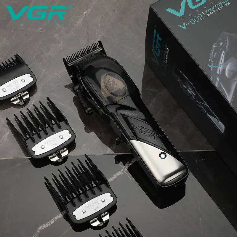 VGR V-002 9000RPM Magnetic Motor Salon Hair Cut Machine Cordless Rechargeable Professional Hair Clipper for Men