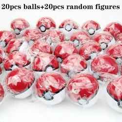 20/pcs Pokemon PokBalls Action & Toy Figures 7cm balls +20pcs figur Random Mini Figures Inside Toy Figures for kids gift