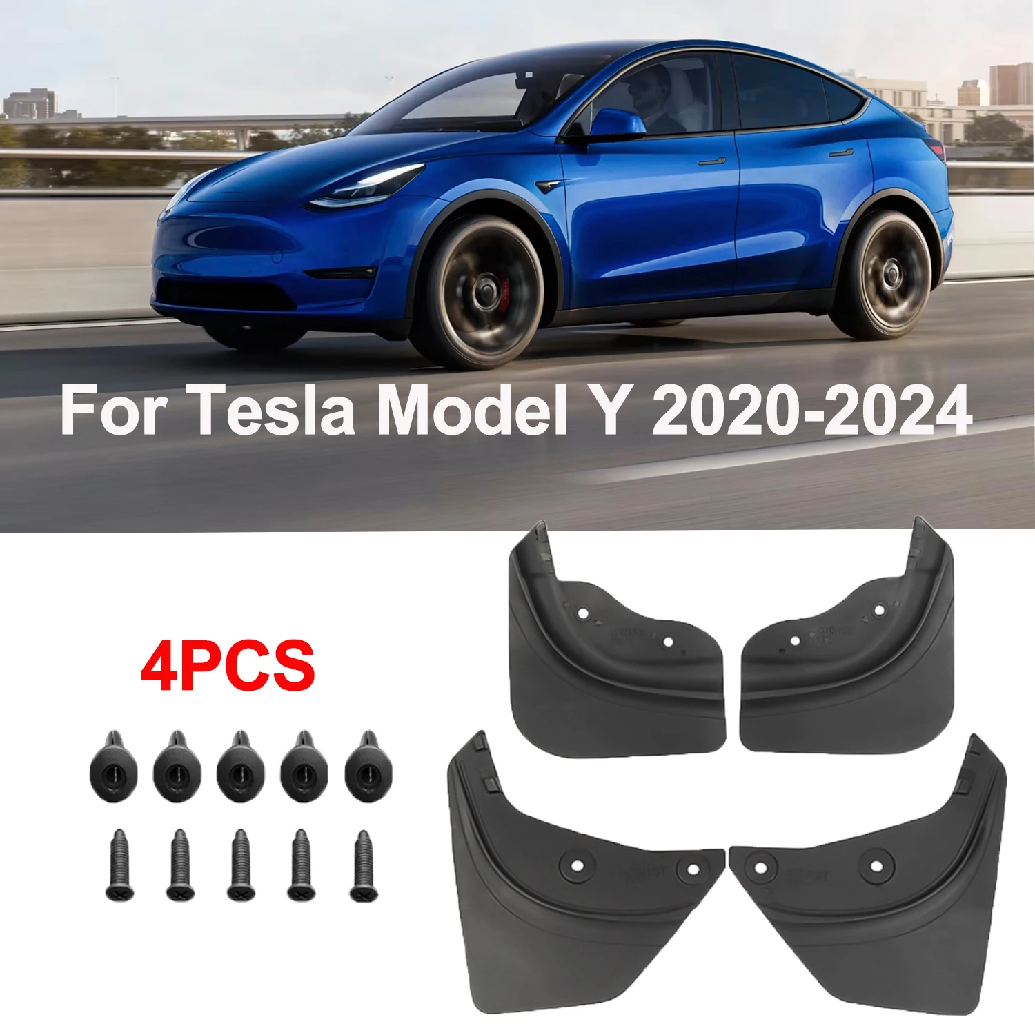 4PCS Schmutzfänger für Tesla Model Y 2020-2024 Weiche Schmutzfänger Spritzschutz Kotflügel Kein Bohren Schmutzfänger Reisezubehör