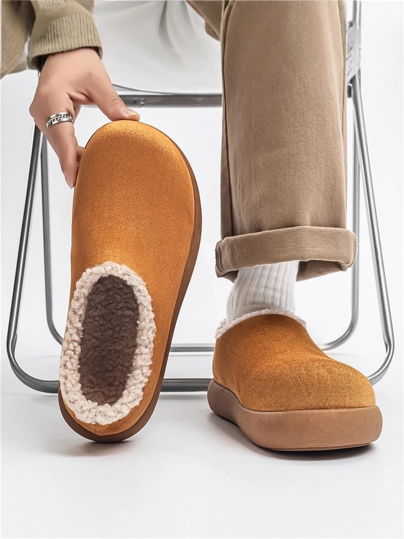 Men's Winter Thickened Fleece Lined Snow Boots Warm Anti-Cold below 40 Degrees Northeast  Style Casual Short Boot