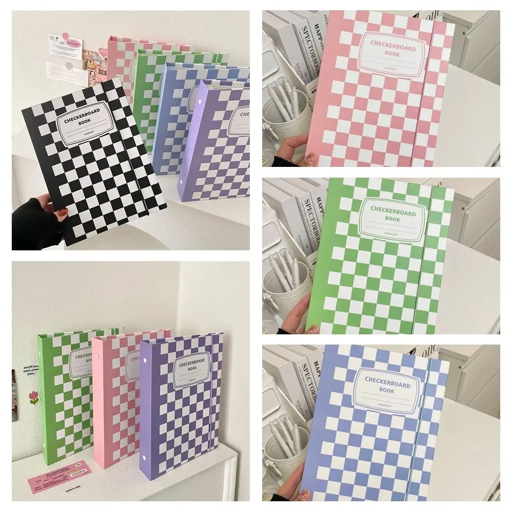 Checkerboard A5 Kpop Idol Photocard Binder Hard Cover Book Jacket Idol Photo Album 6-hole Loose-leaf Photo Card Holder