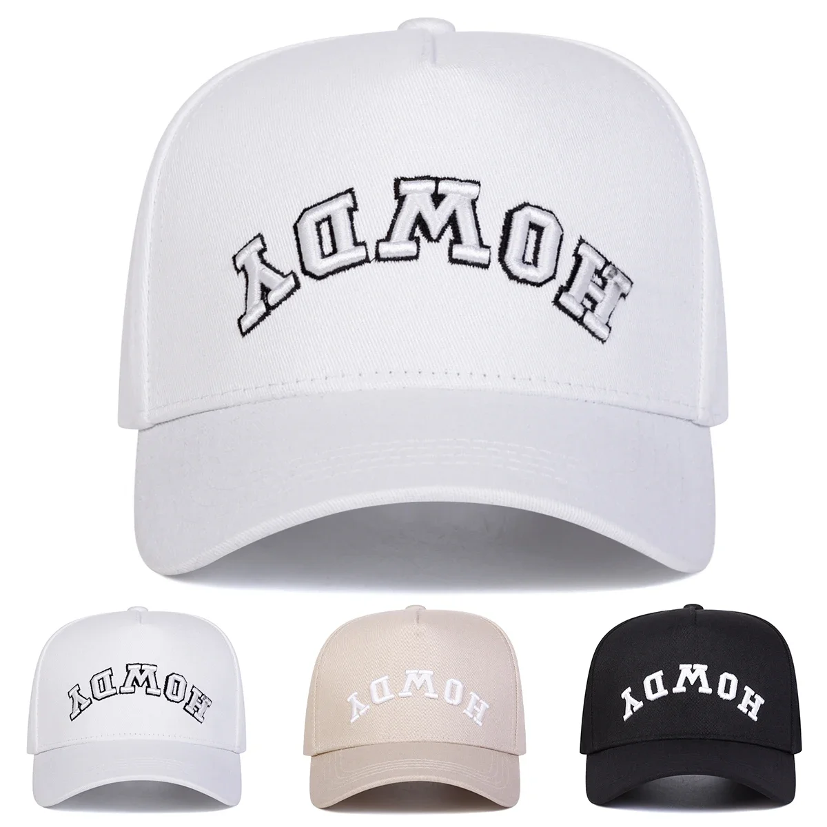 Unisex HOWDY Letter Embroidery Baseball Caps Outdoor Adjustable Spring and Autumn Casual Sunscreen Hat