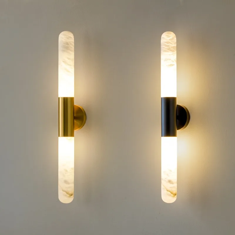 Light Luxury Spanish Minimalist Marble Wall Lamps Copper Living Room Bedroom Study Hallway Staircase Villa LED Sconces Kitchen