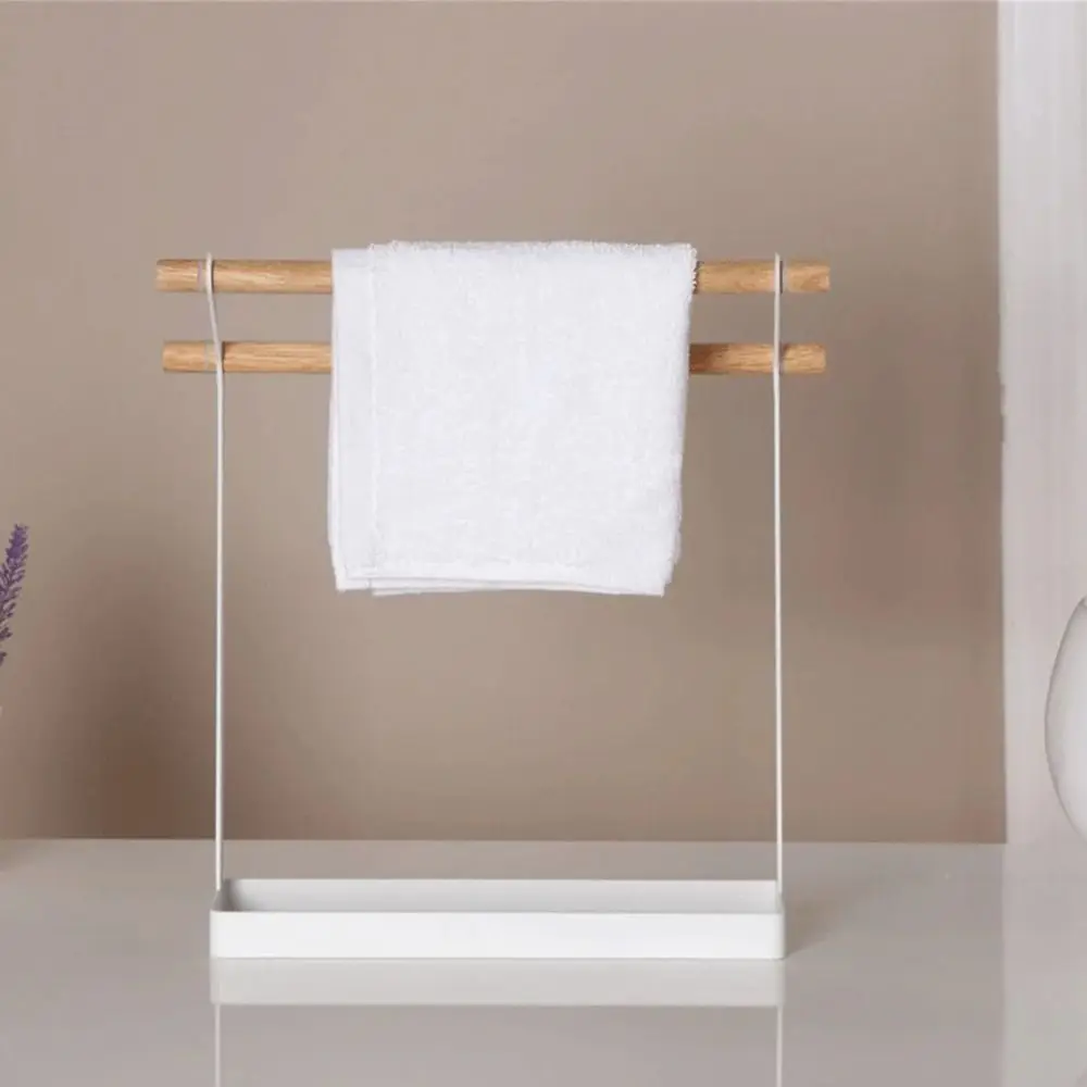 

Multifunctional Metal Free Standing Towel Rack Stable Simple Towel Drying Rack Double Bar Washcloth Dishcloth Hanger Kitchen