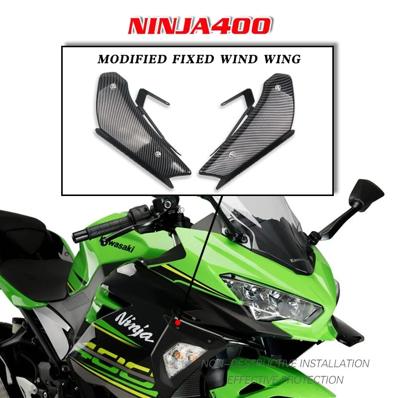 

For KAWASAKI NINJA400 NINJA 400 2018-2021 Motorcycle Front Fairing Aerodynamic ABS Wing Kit Fixed Winglet Fairing Wing