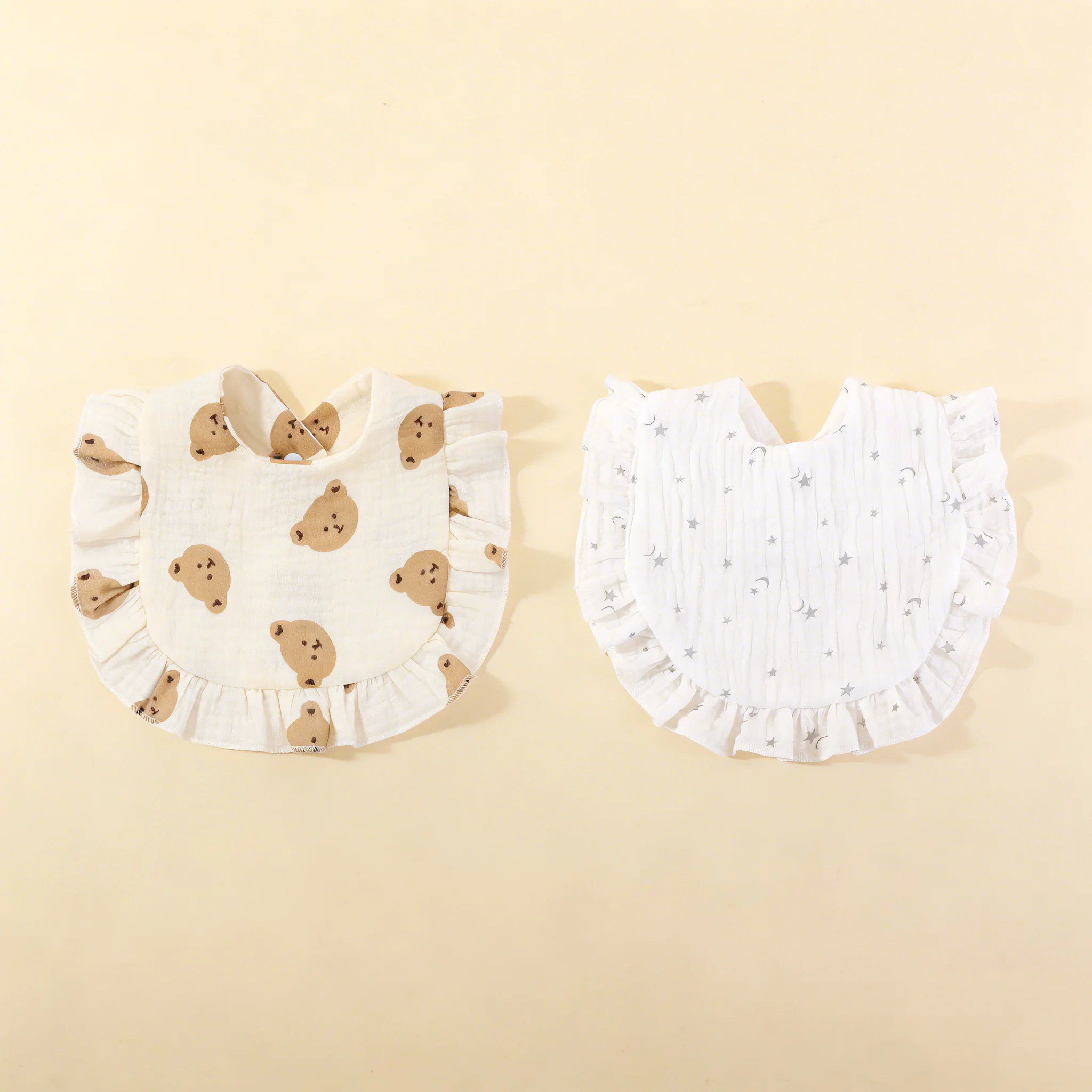 

2 шт. мягких хлопковых детских слюнявчиков с регулируемой застежкой для новорожденных, для кормления и отрыжки