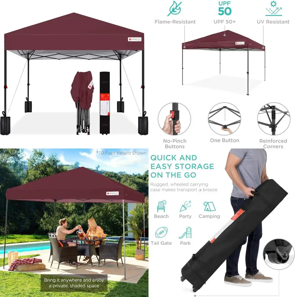 

Мгновенная портативная выдвижная палатка с навесом 8x8 футов для 1 человека с удобной установкой, чехлом для переноски и 4 весовыми сумками — наружное укрытие для E