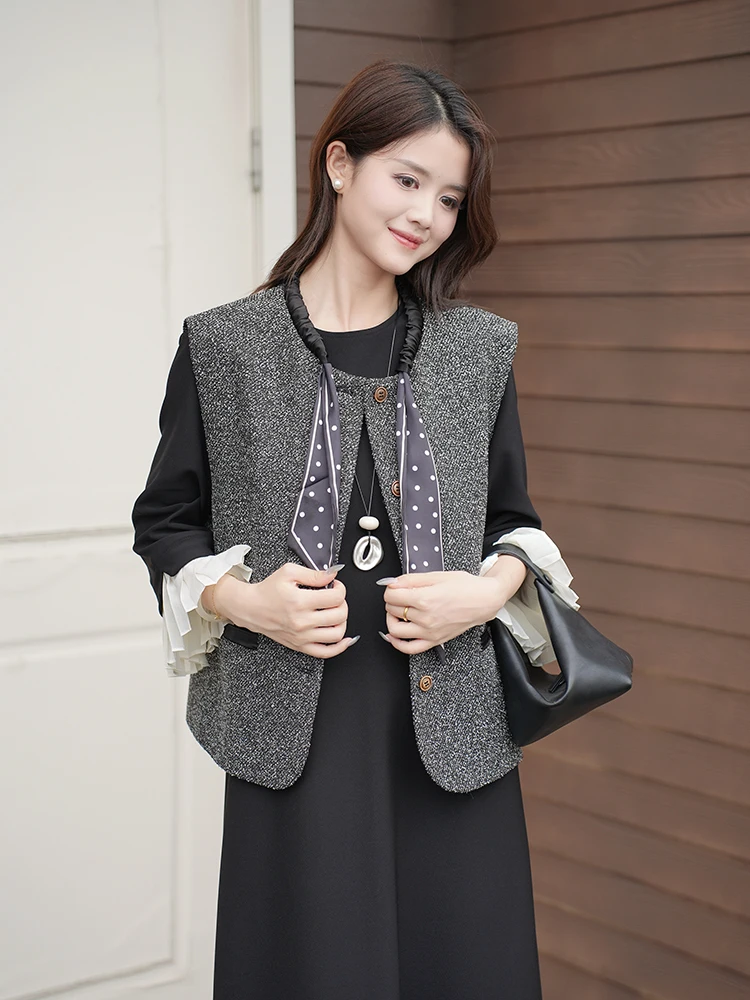 

Свободный крой Svel жилет больших размеров, женский дизайн Sensation, маленький ence, осень 2021, удобная верхняя одежда из смеси полиэстера