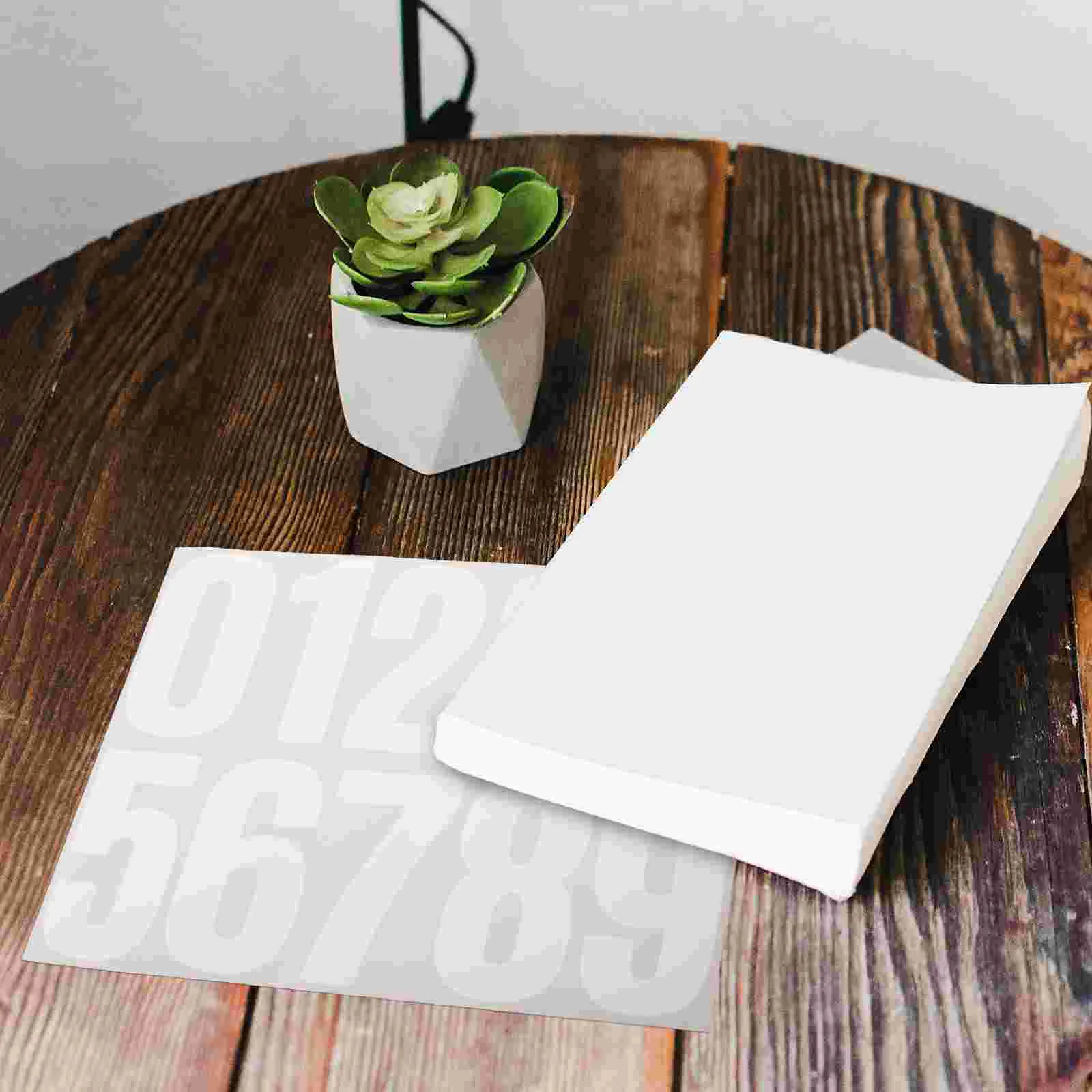 6 Sheets 4 Inch Digital Stickers White Address Numbers for Outside Mailbox Trash Can Waterproof Self Adhesive Number Decals