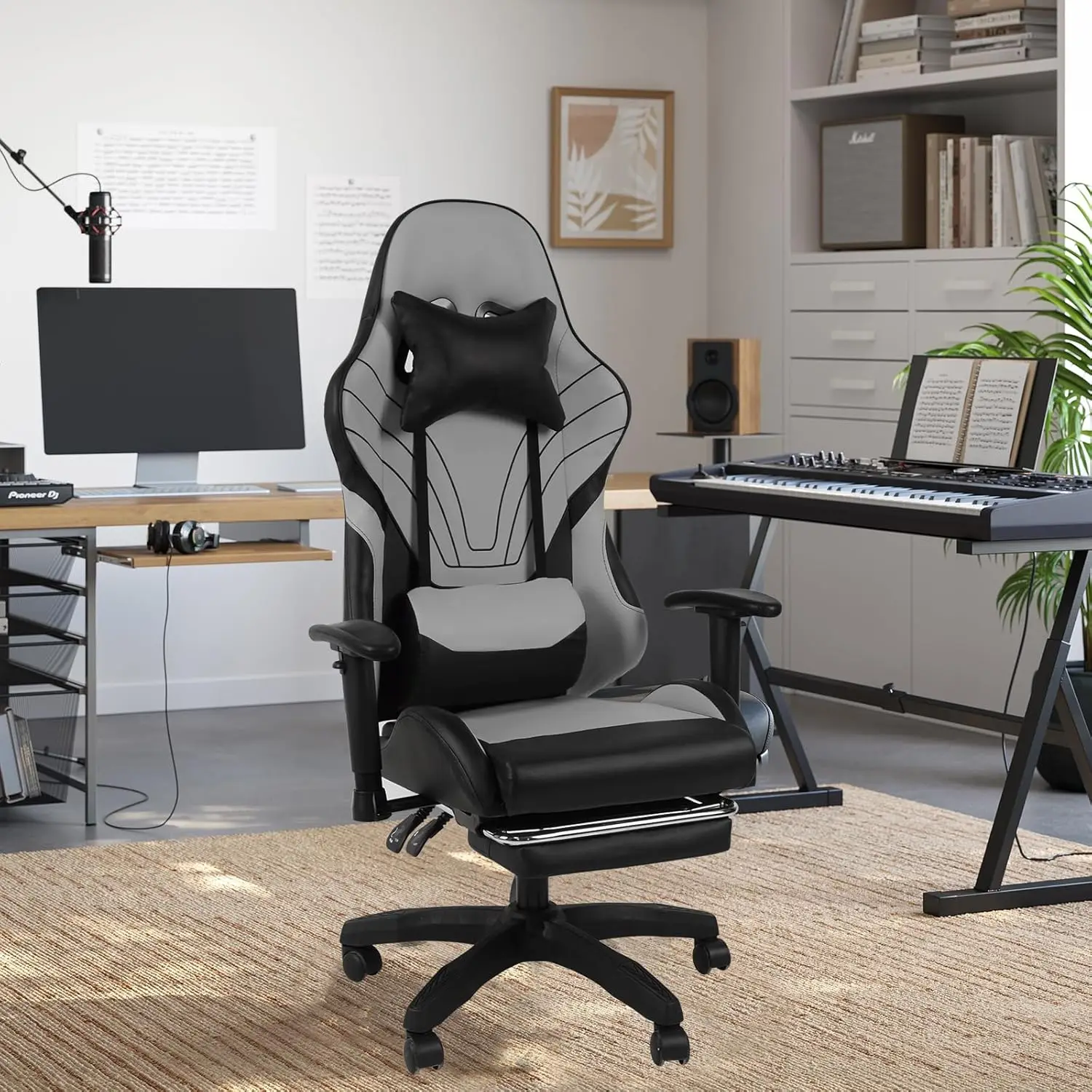 Gaming Chair, Office Chair High Back Computer Chair Desk Chair Racing Executive Ergonomic Adjustable Swivel Chair with Headrest