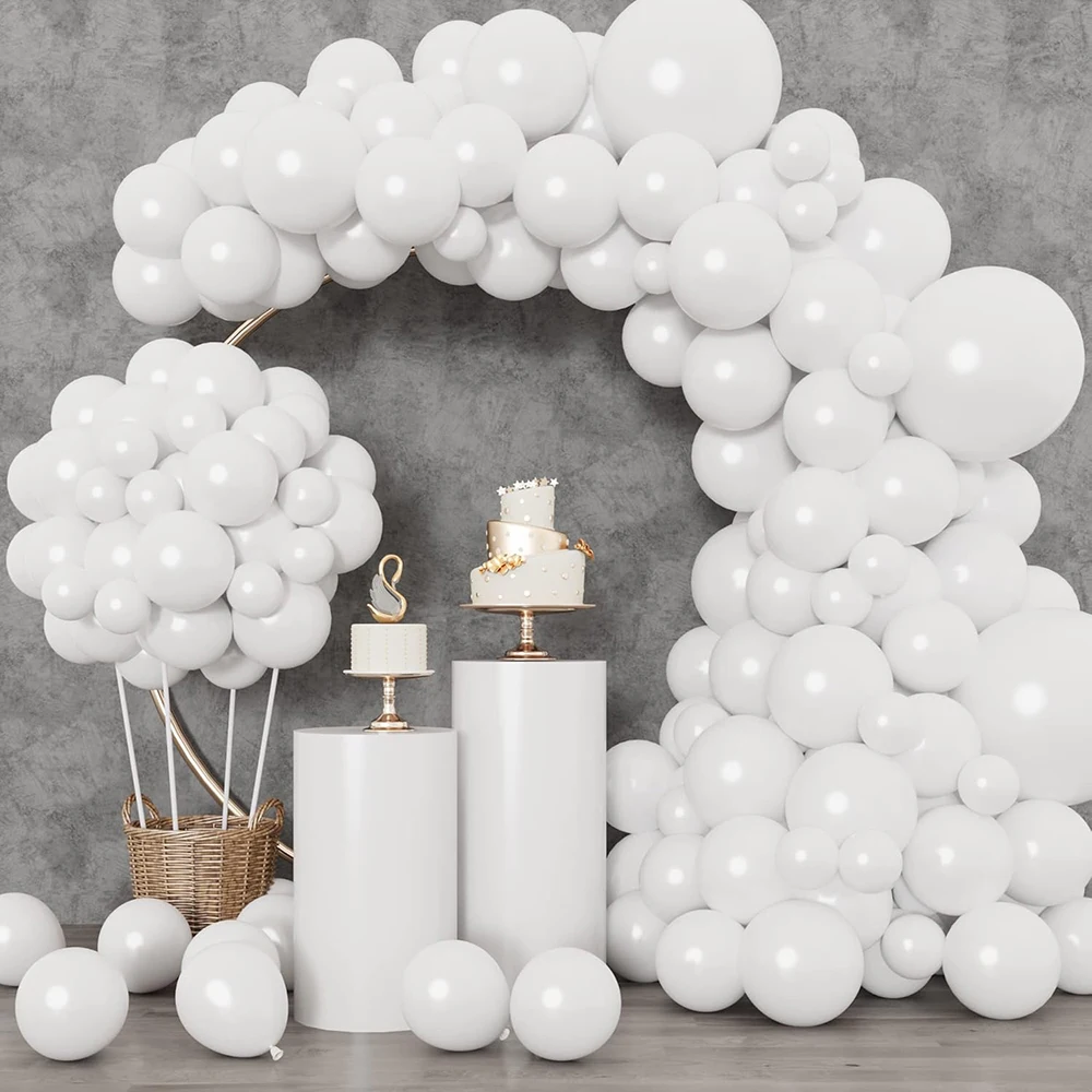 White Balloons Arch Garland Kit Wedding Decor Latex Balloon Arch Baby Shower Birthday Party Anniversary Decoration Helium Globos