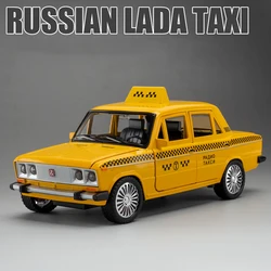 1:18 LADA 2106 TAXI Alloy Car Model Sound and Light Pull Back Children's Toy Collectibles Birthday gift