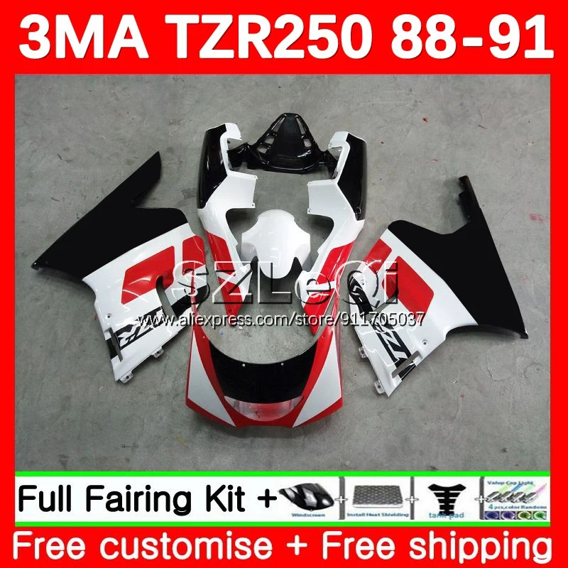 3MA Kit For YAMAHA TZR-250 TZR250 YPVS RS TZR 250 TZR250R Red black 88 89 90 91 139No.10 TZR250RR 1988 1989 1990 1991 Fairing