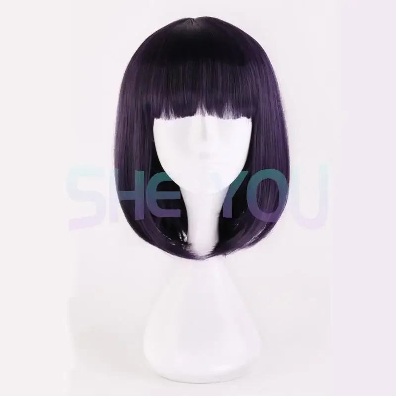 Sailor Saturn cosplay wigs Tomoe Hotaru 35cm purple black mix short Bobo heat resistant synthetic hair cosplay wig wig cap