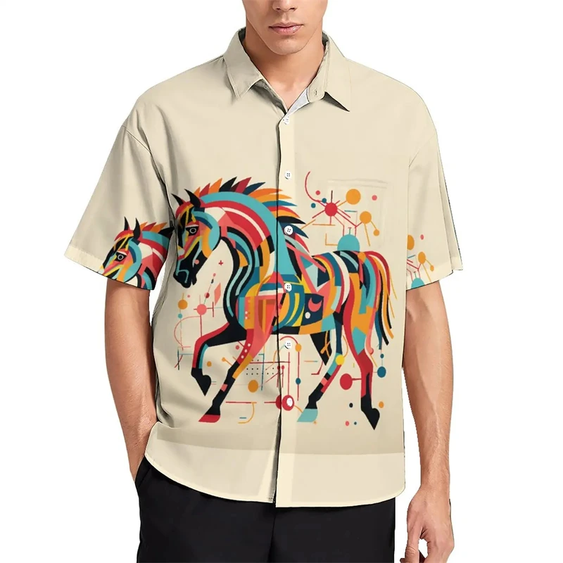 

Hip Hop Personalized Horse 3D Printed Shirts For Men Clothes Funny Animal Graphic Male Blouses Hawaiian Casual Beach Shirts Tops