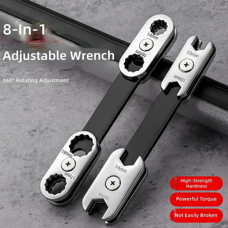 for High Hardness 360 Degree Rotatable Adjustment Eight in One Wrench Multi Functional Thickened Plum Blossom Opening Dual