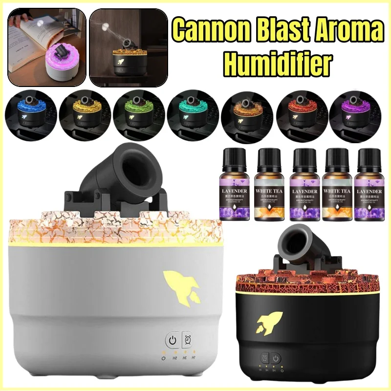 Air Humidifier Volcanic Crack Air Humidifier Cannons Aroma Diffuser Cannon Blast Turret Aromatherapy Humidifier for Bedroom