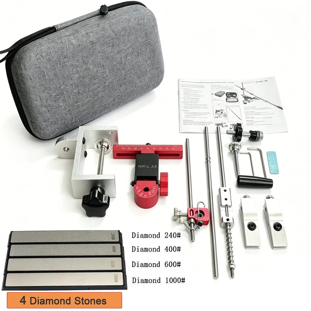 S07 Aluminum Alloy Fixed Angle Sharpener With 360 Degree Precise Flipping Professional Sharpening Tool Set With 4 Stones
