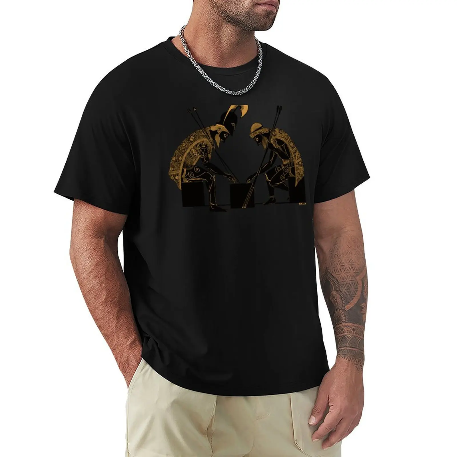 Achilles and Ajax (bronze) T-Shirt Art Pattern Printed Casual Top